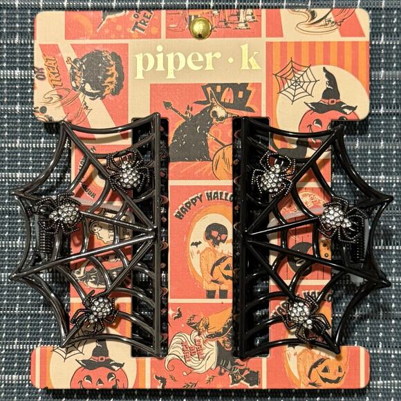 NWT ⚜️?⚜️ Piper K HALLOWEEN Hair Claw Clips Spooky Spiders & Spider Webs New Piper K Rhinestone Spider Web Halloween | Mercari main image 4